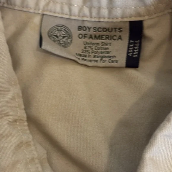 Boy Scouts Of America BSA Adult Small Uniform Shirt Roll Tab Long Sleeve Khaki - Picture 2 of 5